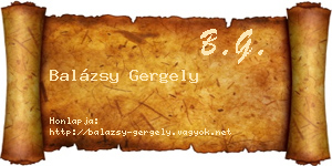 Balázsy Gergely névjegykártya